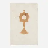 Mark Calderon, BAILON (from the Santos series), 1994, pyrograph print on handmade Mexican bark paper