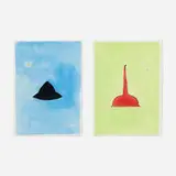 Ellen Sollod, Untitled (diptych), 2000, mixed media on paper