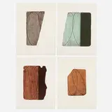 Robert Mangold, Fragments I, II, V, VI (four works from the Fragments suite), 1997, lithograph in colors
