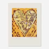 Heart for Film Forum by Jim Dine, 1993, woodcut in colors, sold Aug 2023