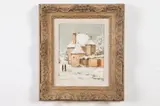 D. Peyret, Snow Covered Street Scene, Oil on canvas