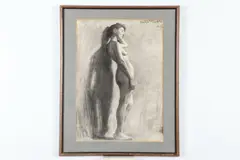 Albert Horstmeier, Standing Female Nude, Charcoal