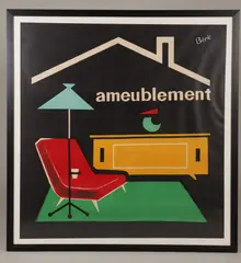 Beric, AMEUBLEMENT, color lithograph, Two horizontal creases center of print possibly from prior rolling