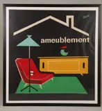 Beric, AMEUBLEMENT, color lithograph, Two horizontal creases center of print possibly from prior rolling
