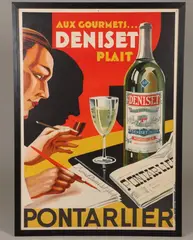 AUX GOURMETS DENISET PLAIT PONTARLIER 1930, color lithograph by Joseph Charles, AUX GOURMETS DENISET PLAIT PONTARLIER 1930, color lithograph, sold Nov 2018