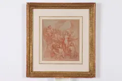 François-Alexandre Verdier, JUNO AND VENUS, identified and titled on label verso, Red chalk heightened with white