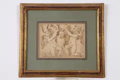 Marc Antonio Franceschini, Cherubs, Pen and ink wash