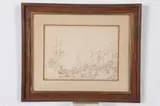 Abraham Storck, PORT SCENE, identified verso, Pen and ink drawing