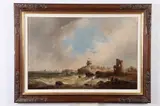 Continental School, Ruins Along Rocky Coast, RUINS ALONG ROCKY COAST, oil on canvas
