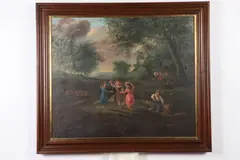 American Primitive School, Children at Play, CHILDREN AT PLAY, oil on canvas