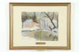 Elizabeth F. Washington, House Along Snow Covered Creek, Pastel