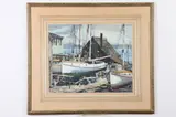 Kenneth How, Shipyard, Gouache