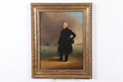 Nicholas Condy, Portrait of Gentleman at Harbor, PORTRAIT OF GENTLEMAN AT HARBOR, oil on canvas