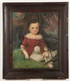 American Tennessee School, Child with Stick Toy, CHILD WITH STICK TOY, oil on canvas in "as is" condition