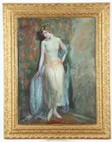 Everett Shinn, Portrait of Young Woman in Flapper Dress, Oil on canvas
