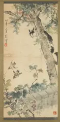 Xu Bei Hong, Cat and Birds, Ink and color on paper