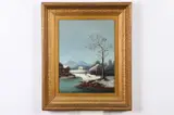 American Primitive School, Winter Landscape, WINTER LANDSCAPE, oil on board