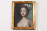 Continental School, Portrait of Young Woman in Lace Hat, PORTRAIT OF YOUNG WOMAN IN LACE HAT, pastel