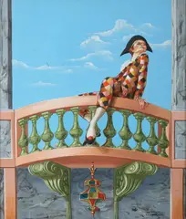Jean Pierre Clement, Au Balcon, Oil on canvas