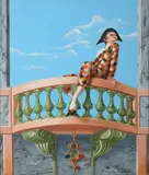 Jean Pierre Clement, Au Balcon, Oil on canvas