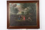 American Primitive School, Children at Play, CHILDREN AT PLAY, oil on canvas