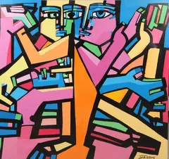 Ivan Jenson, Abstract Figures, Oil on canvas