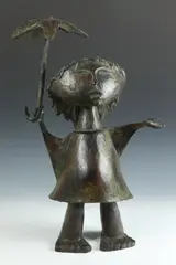 Ángel Botello, Girl with Umbrella, Bronze - Height: 25 in