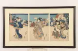 Utagawa Kunisada, "Triptych Geisha", Color woodcut print on paper, signed and