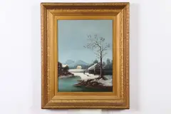 American Primitive School, Winter Landscape, WINTER LANDSCAPE, oil on board
