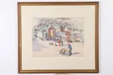 Small Town Street Scene by Virginia Helena Gruppé, Watercolor, sold Feb 2019