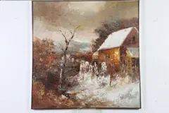 Edward Barton, Winter Landscape, Oil on canvas