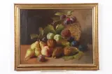Still Life with Fruit and Basket by American School, STILL LIFE WITH FRUIT AND BASKET, oil on canvas, sold Feb 2019