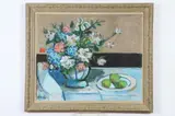 Myles Libhart, Vase of Flowers with Limes, Oil on canvas .