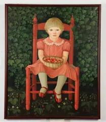 Purnell, Portrait of Girl with Strawberries, Oil on canvas
