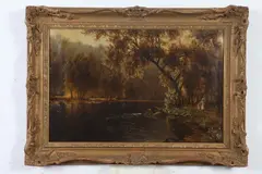 Edward J. Duval, Autumn Landscape Along Stream, Oil on canvas