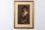 Cecil Watson Quinnell, Portrait of Woman with Rose Brooch, Watercolor