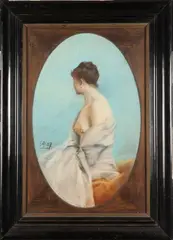 Luigi Bisi, Portrait of Woman, Pastel on paper in "as is" condition