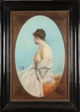 Luigi Bisi, Portrait of Woman, Pastel on paper in "as is" condition