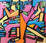Ivan Jenson, Abstract Figures, Oil on canvas