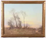 Adolph Robert Shulz, A Sunset Landscape, Oil on canvas