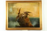 Hawk Attack by Continental School, HAWK ATTACK, oil on canvas, sold Mar 2019