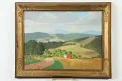 James Emery Greer, Farm in the Foothills, Oil on board