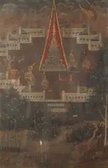 Ratanakosin School, Life of Buddha, Ink and color on cloth
