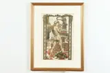 Maurice Desvallieres, PONTEUR D' AMPHORE, blind stamp lower margin; also, Color lithograph