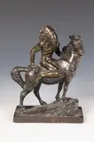 Paul Herzel, American Indian on Horseback, Bronze - Height: 8 1/2 in