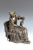 Auguste Moreau, Seated Woman with Urn, Two holes on either side of bronze possibly where it was attached to a base