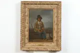 Jean Alphonse Roehn, Portrait of Seated Peasant, Oil on board
