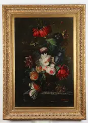 P. Gallinard, Still Life with Urn of Flowers, Oil on canvas