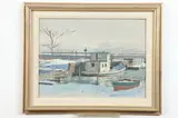 Tore Asplund, Harbor in Winter, Oil on board