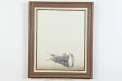 John Lutes, Man with Row Boat, Oil on canvas